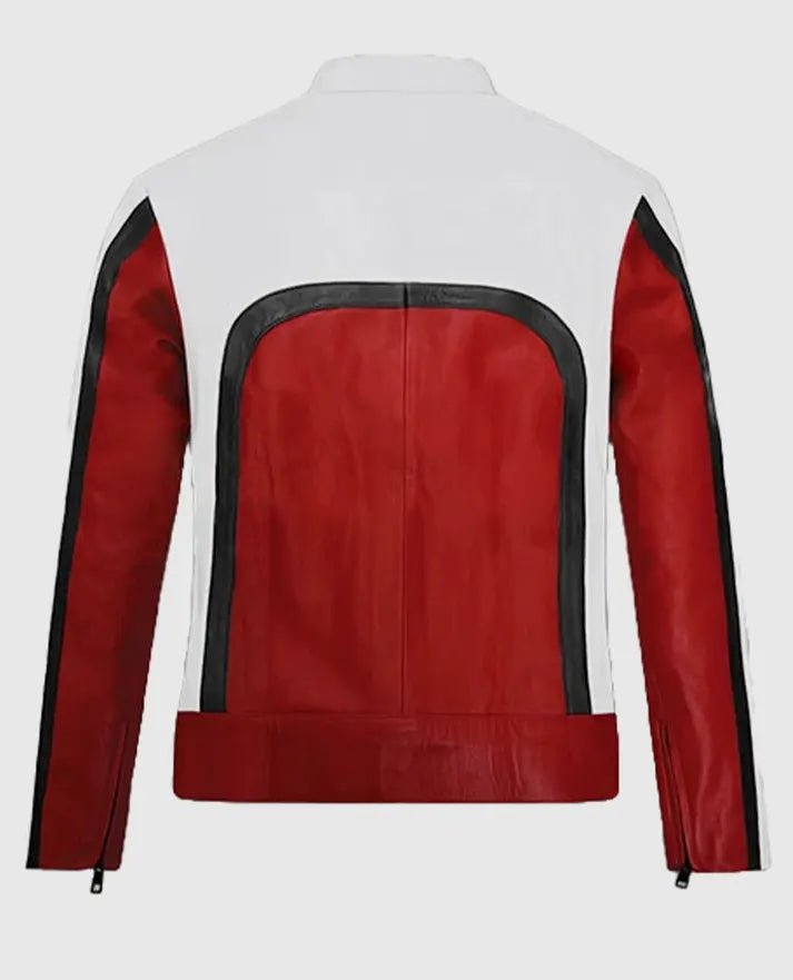 Bohemian Rhapsody Rami Malek Red and white Leather Jacket