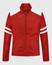 Brad Pitt Fight Club Red Biker Leather Jacket