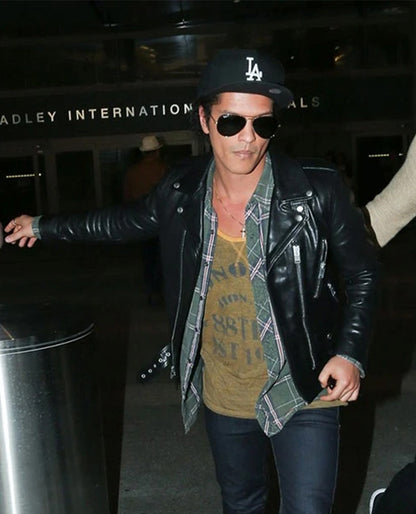 Bruno Mars Black Biker Leather Jacket