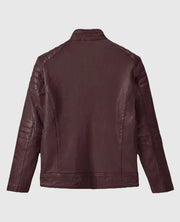 Burgundy Firefly Biker Leather Jacket for Men