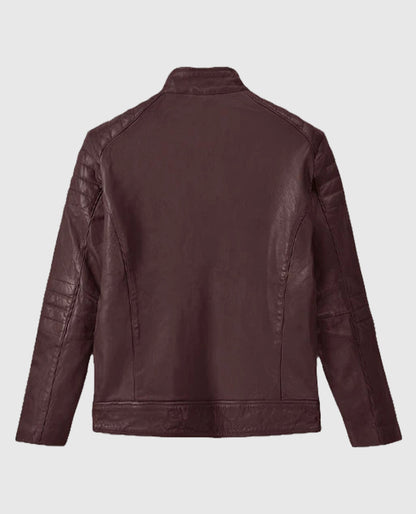 Burgundy Firefly Biker Leather Jacket for Men
