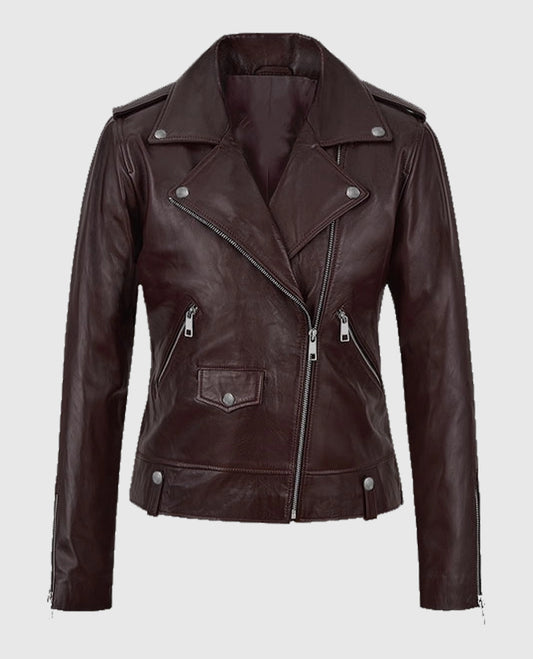 Burgundy Meghan Markle Leather Jacket