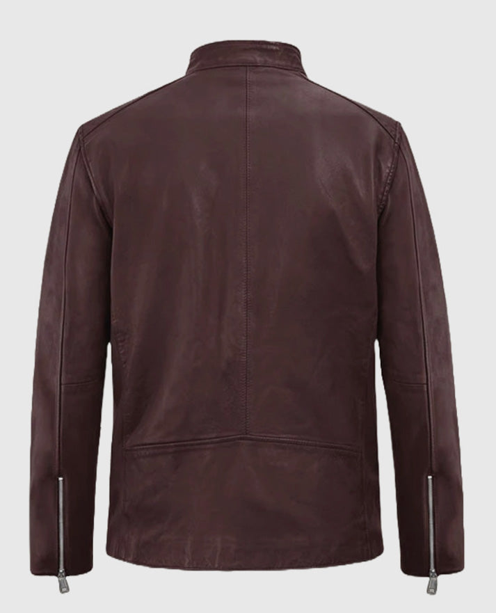 Burgundy Motorad Biker Leather Jacket for Men