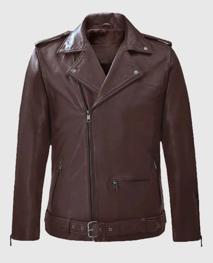 Burgundy Rutland Riding Leather Jacket for Men