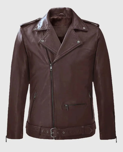Burgundy Rutland Riding Leather Jacket for Men
