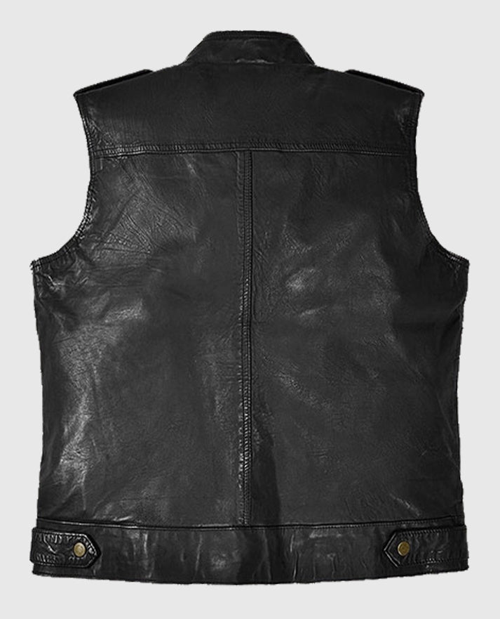 Classic Men's Black Leather Vest