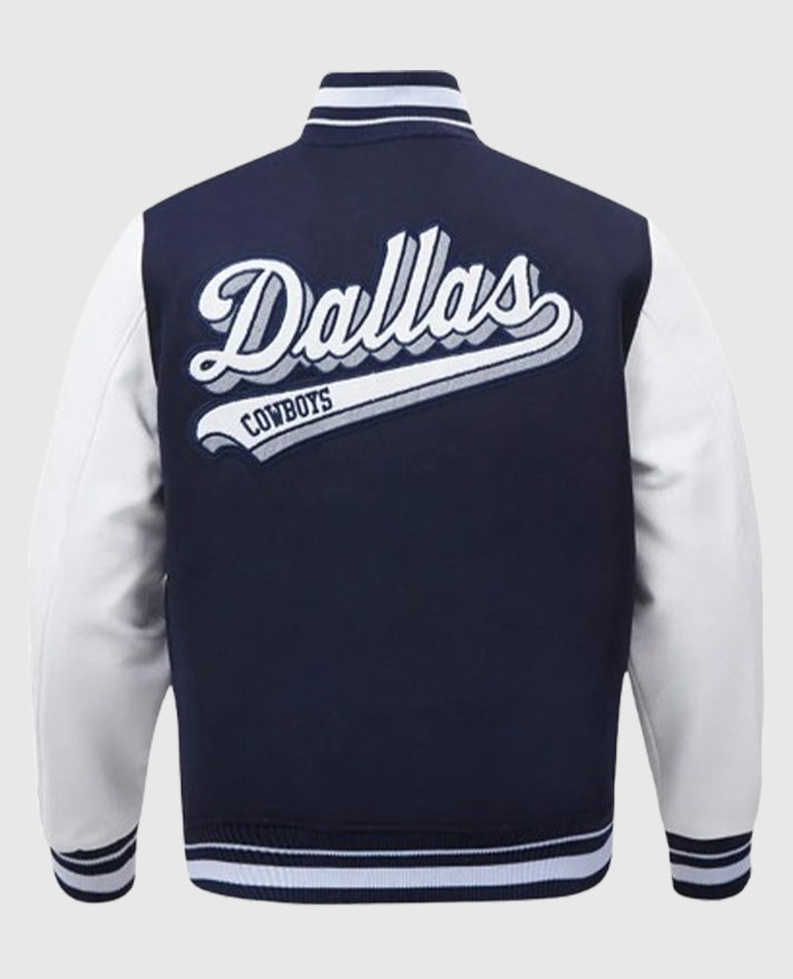 Dallas Cowboys Script Tail Classic Rib Letterman Jacket