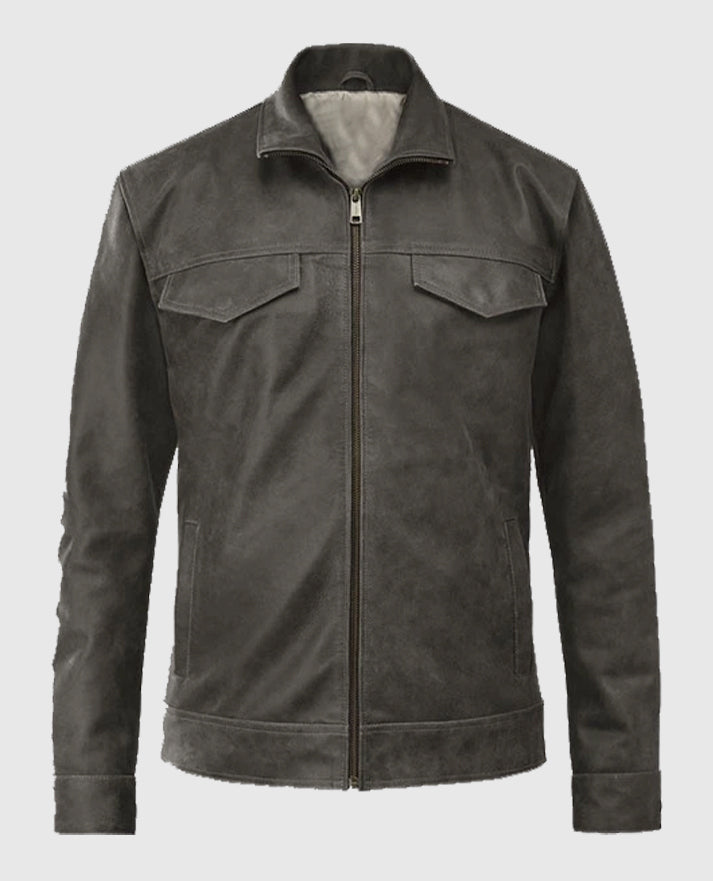 Daniel Radcliffe Harry Potter and Deathly Hallows Grey Leather Jacket