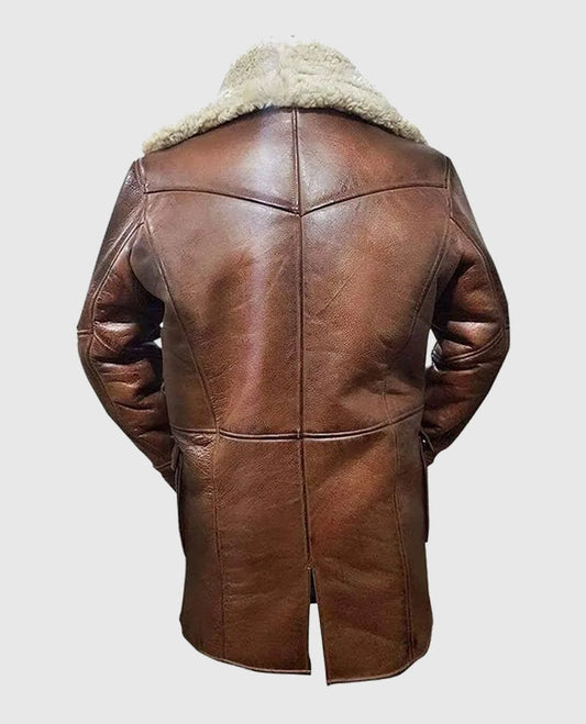 Dark Knight Rises Tom Hardy Shearling Brown Leather Coat