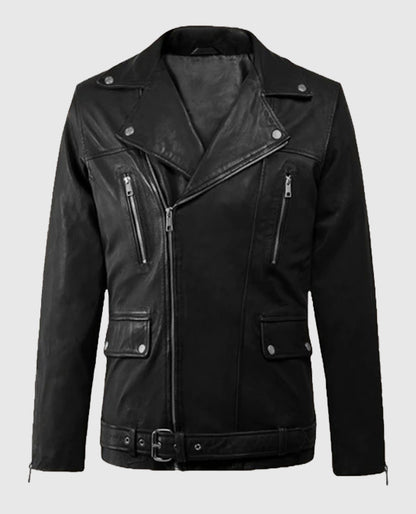 Dauntless Black Biker Leather Jacket for Men