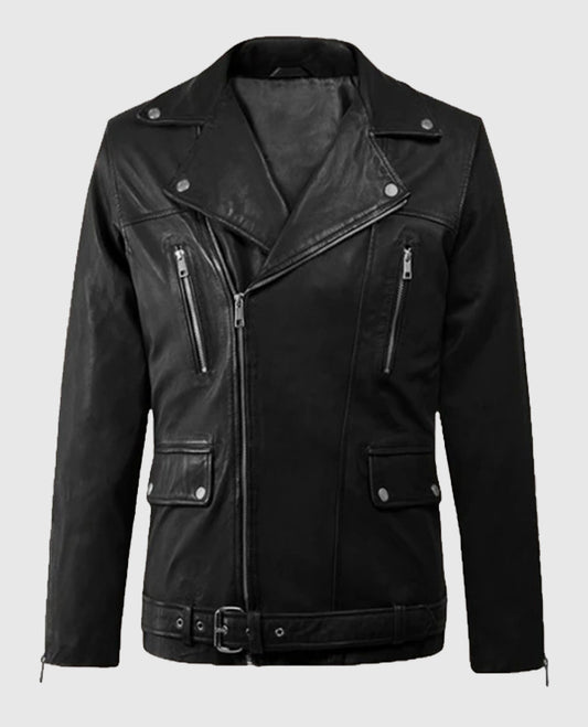 Dauntless Black Biker Leather Jacket for Men