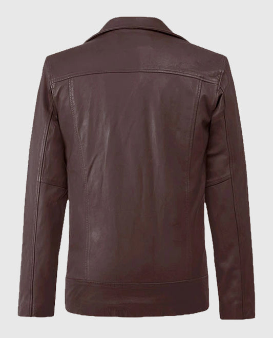 Dauntless Burgundy Biker Leather Jacket for Men