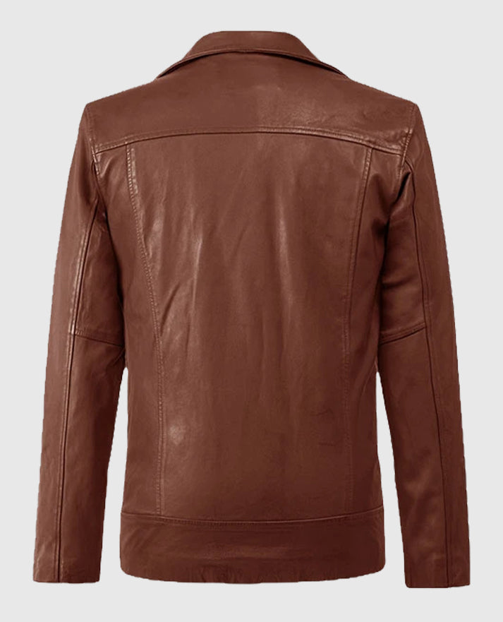 Dauntless Tan Biker Leather Jacket for Men