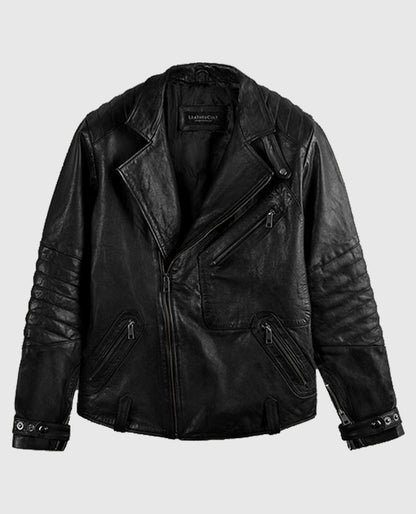 David Beckham Black Biker Leather Jacket