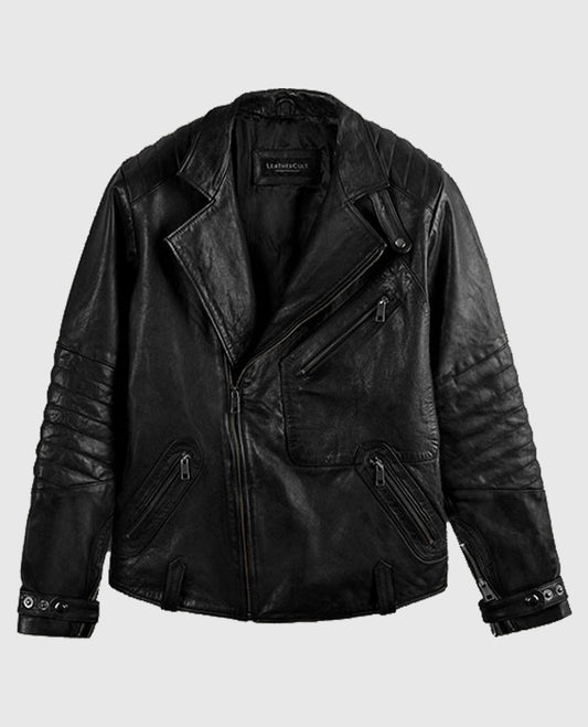 David Beckham Black Biker Leather Jacket