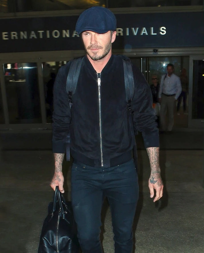 David Beckham Black Suede Leather Jacket