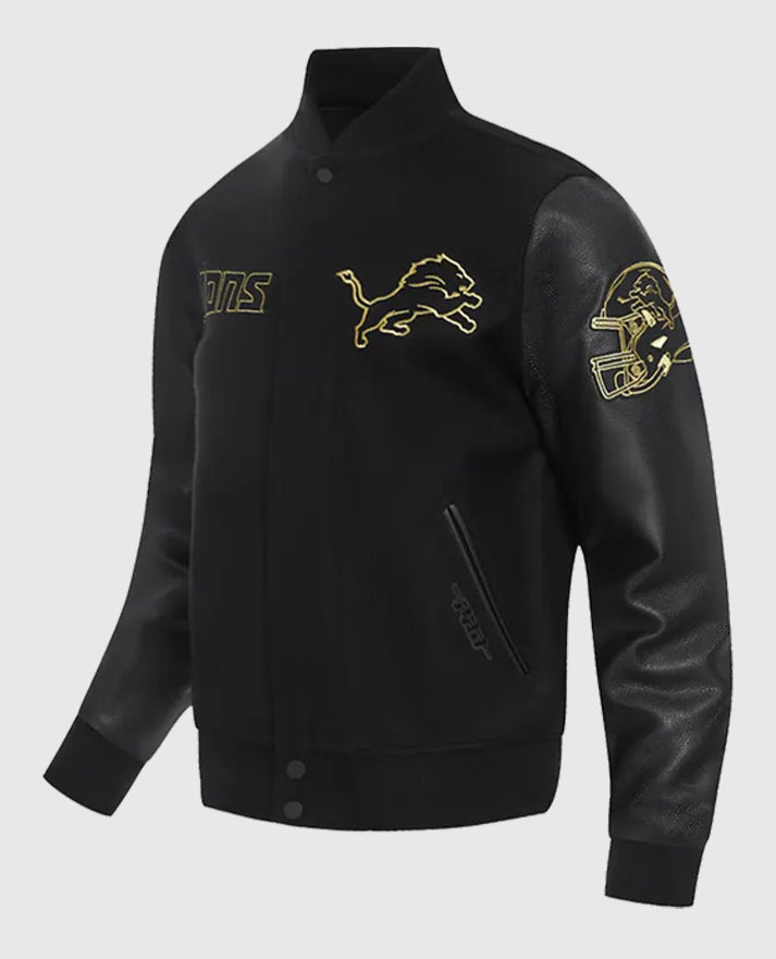 Detroit Lions Full-Zip Black Varsity Jacket