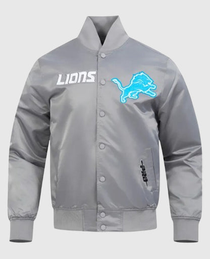 Detroit Lions Souvenir Satin Silver Jacket