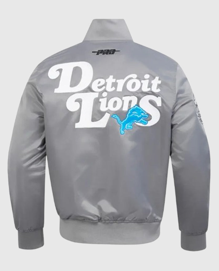 Detroit Lions Souvenir Silver Satin Jacket