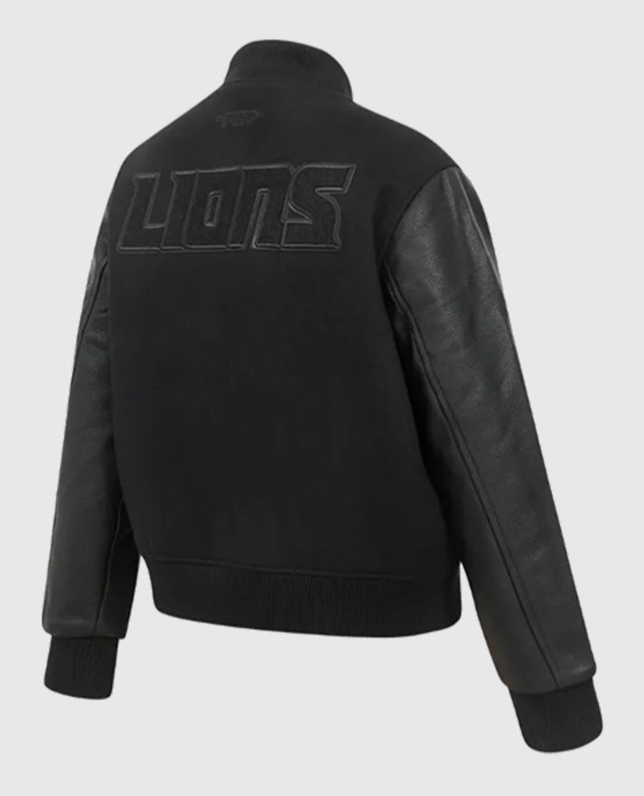 Detroit Lions Triple Black Varsity Wool Jacket