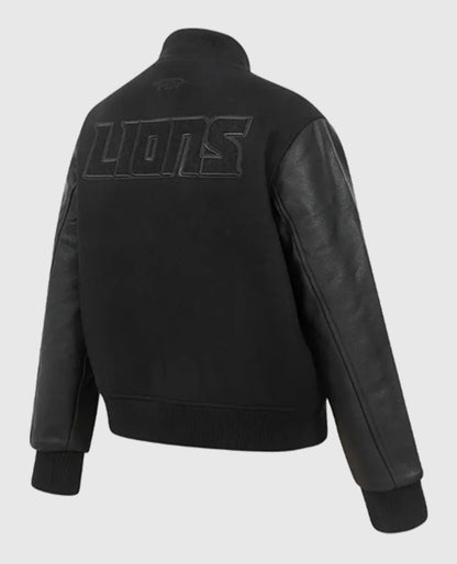 Detroit Lions Triple Black Varsity Wool Jacket