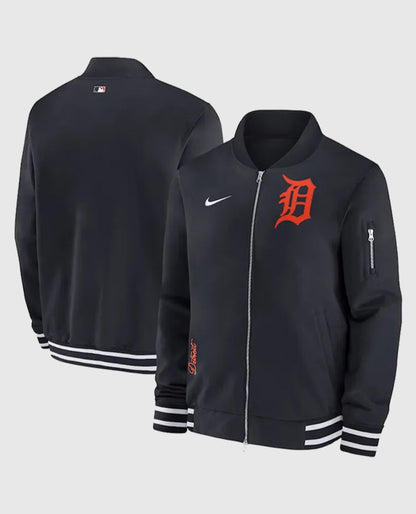 Detroit Tigers Full-Zip Black Bomber Jacket