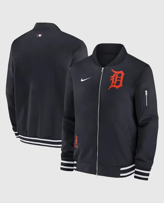 Detroit Tigers Full-Zip Black Bomber Jacket