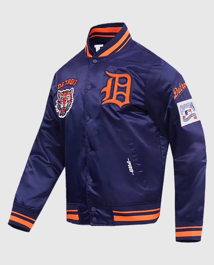 Detroit Tigers Retro Classic Rib Blue Varsity Jacket