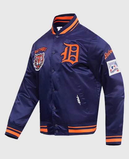 Detroit Tigers Retro Classic Rib Blue Varsity Jacket