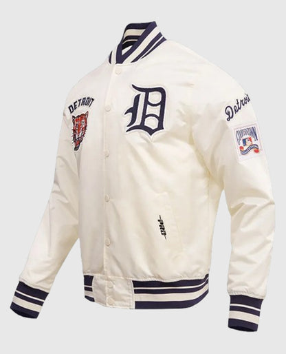 Detroit Tigers Retro Classic Rib Varsity White Jacket