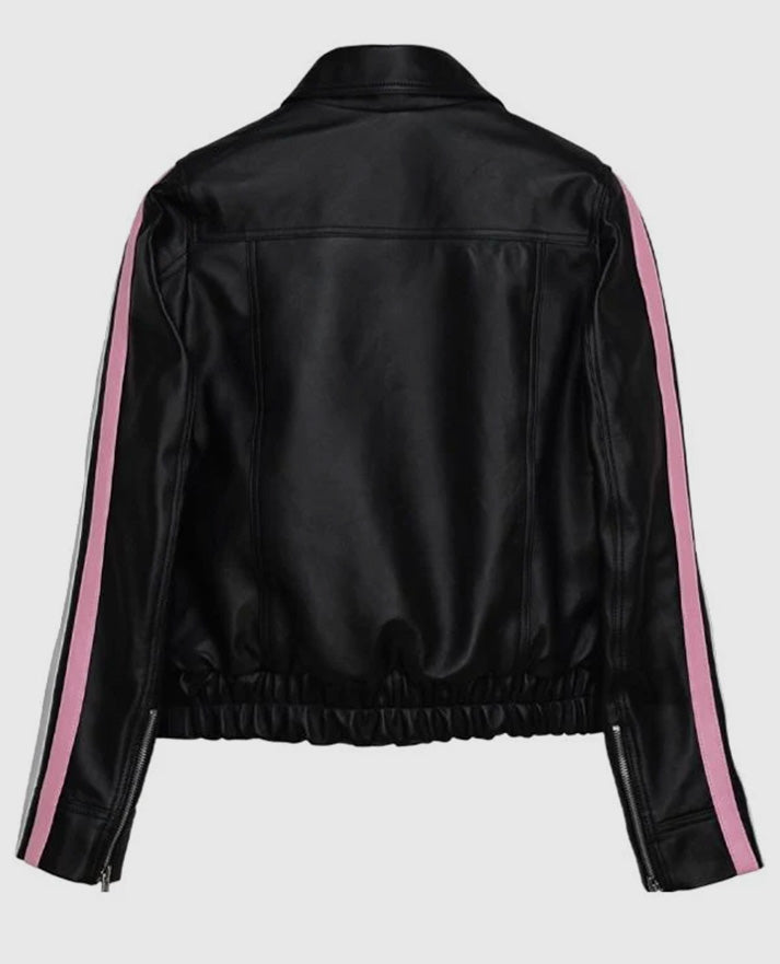 Diddi Moda Ribbon Black Leather Jacket