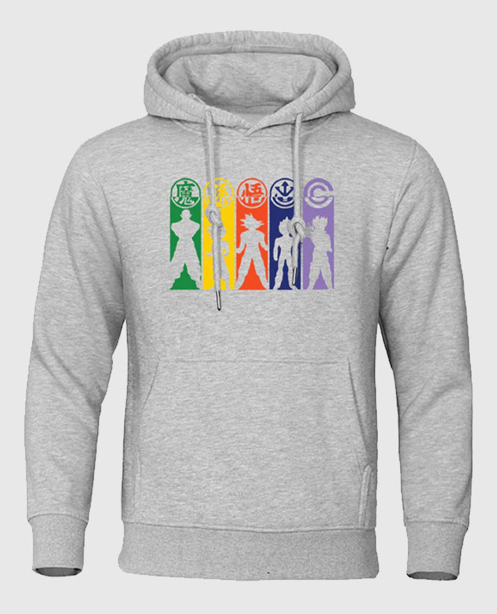 Dragon Ball Z Amazing Characters Light Grey Hoodies