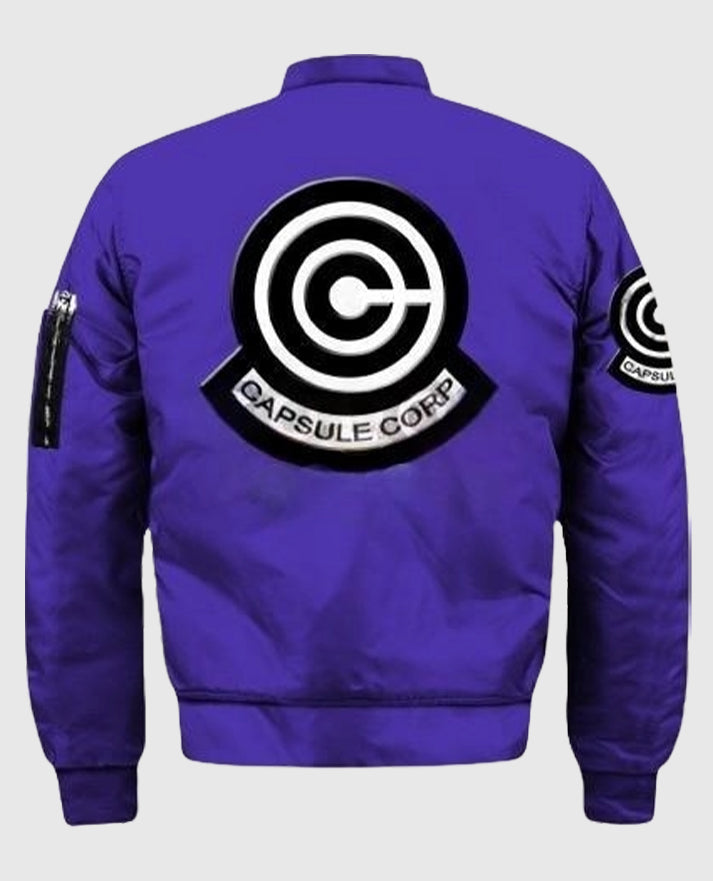 Dragon Ball Z Futuristic Capsule Inc Purple Varsity Jacket