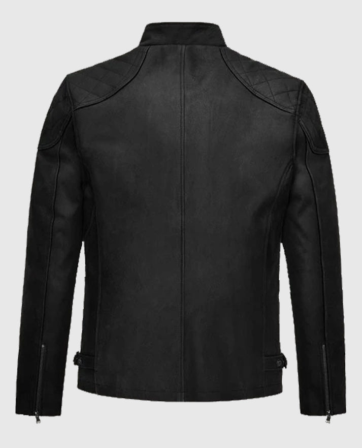 Dylan McDermott Hostages Black Biker Leather Jacket
