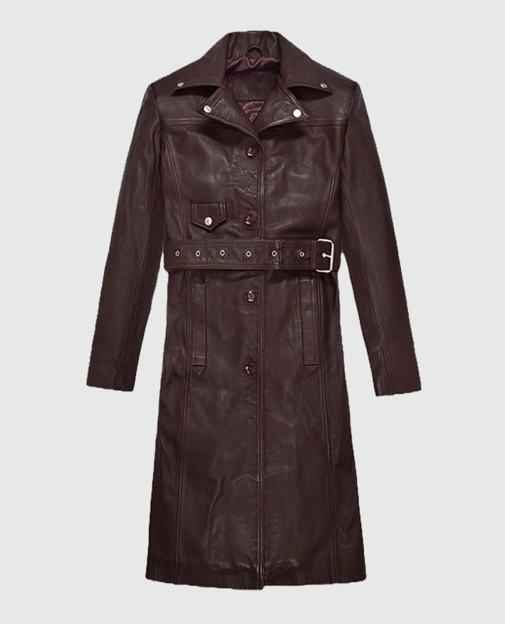 Eiza Gonzalez Leather Trench Long Coat