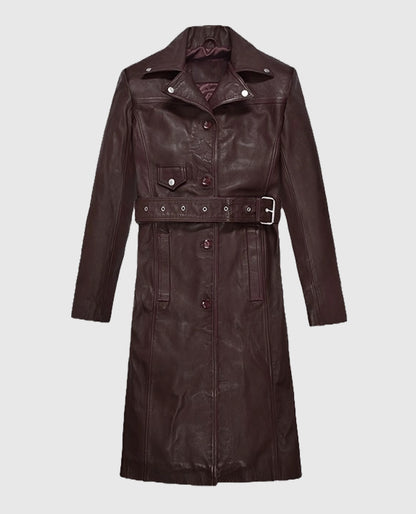 Eiza Gonzalez Leather Trench Long Coat