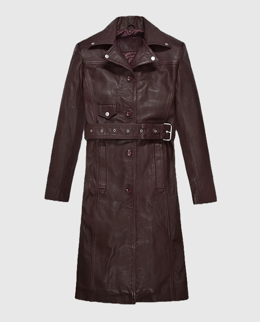 Eiza Gonzalez Leather Trench Long Coat