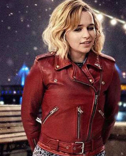 Emilia Clarke Last Christmas Biker Leather Jacket
