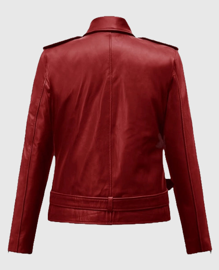 Emilia Clarke Last Christmas Red Leather Jacket
