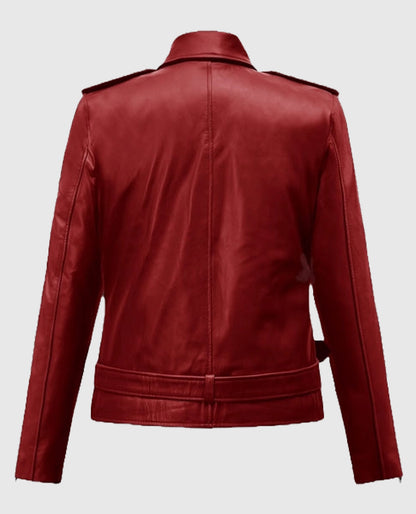 Emilia Clarke Last Christmas Red Leather Jacket