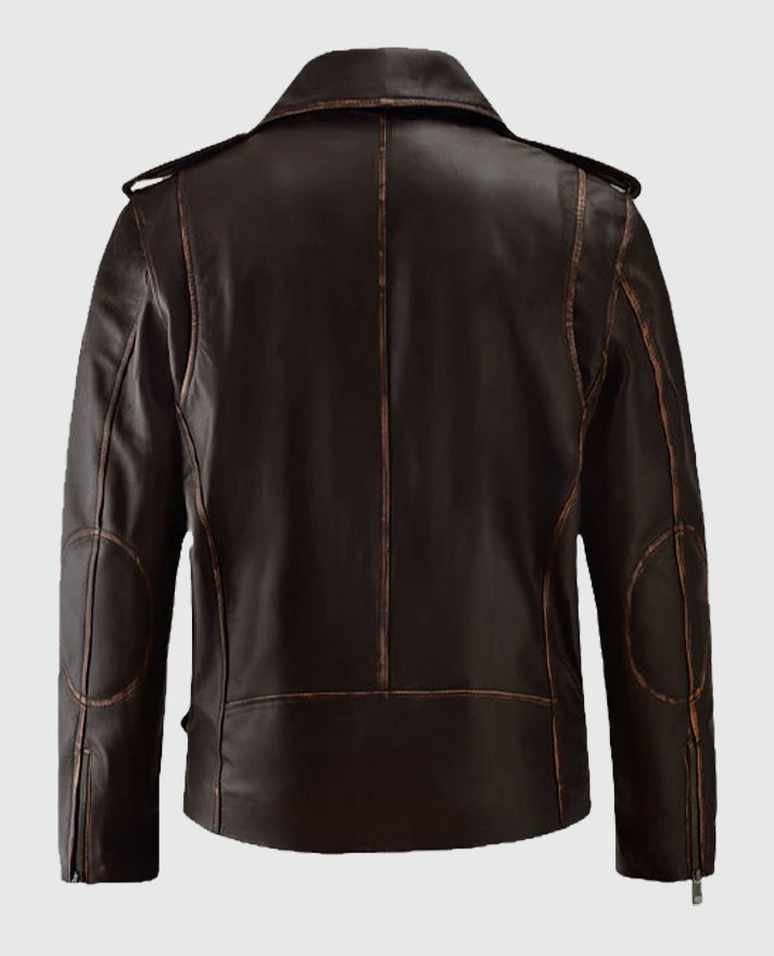 Enforcer Brown Biker Leather Jacket for Men