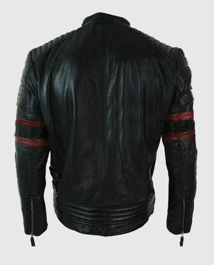 Fight Club Tyler Durden Retro Black Biker Leather Jacket