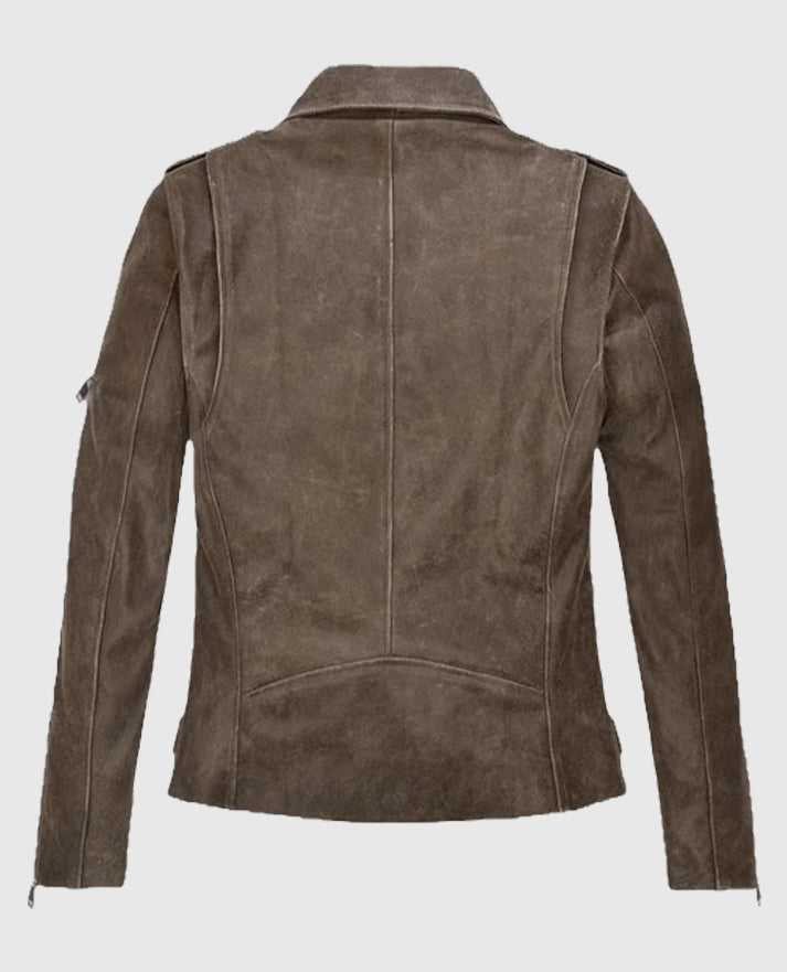 Furious 7 Michelle Rodriguez Suede Grey Leather Jacket