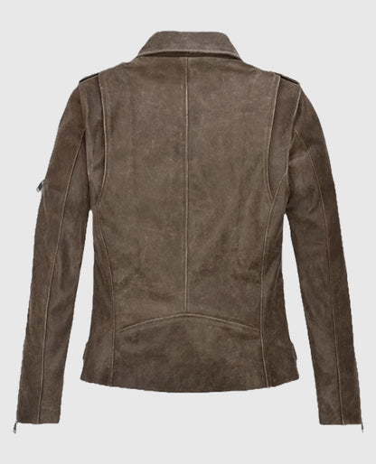 Furious 7 Michelle Rodriguez Suede Grey Leather Jacket