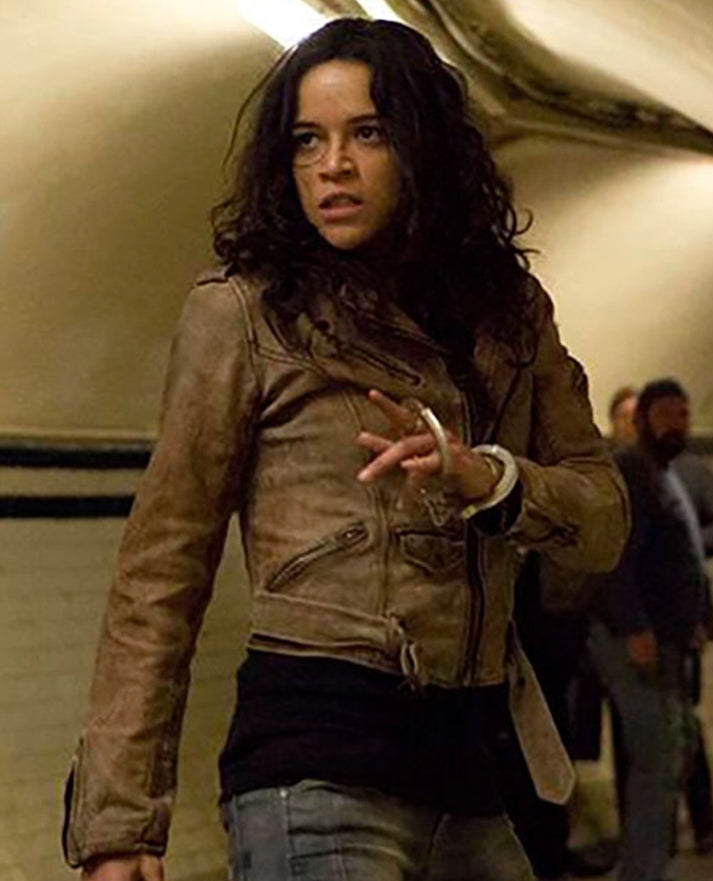 Furious 7 Michelle Rodriguez Suede Leather Jacket