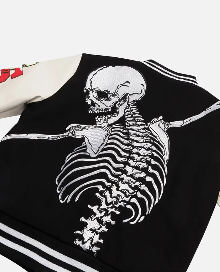 Godspeed Skull Black & White Varsity Jacket for Men