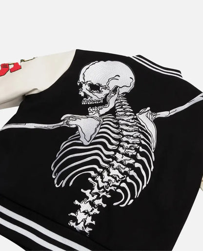 Godspeed Skull Black & White Varsity Jacket for Men