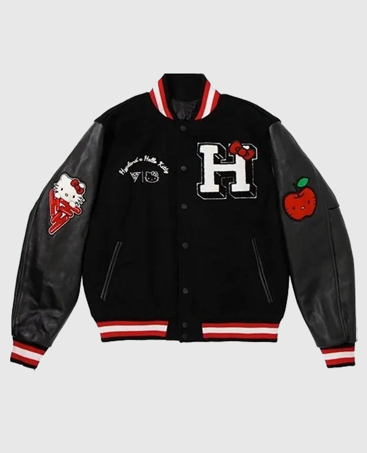 Hello-Kitty-Apples-Black-Varsity-Jacket