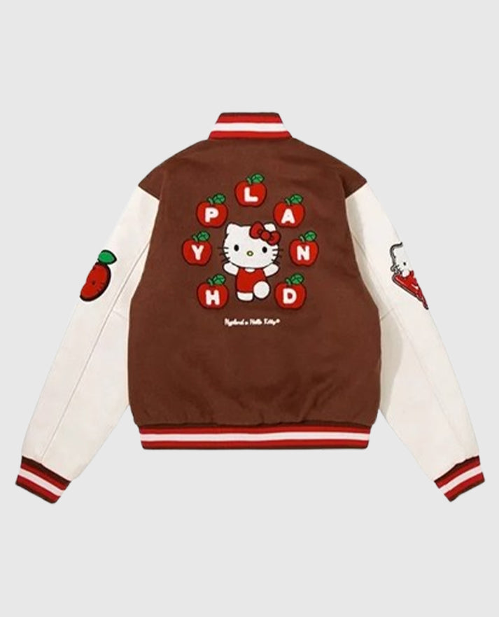 Hello-Kitty-Apples-Brown-White-Varsity-Jacket