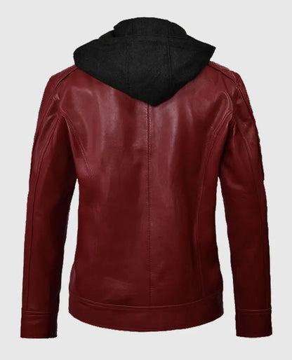 Hooded Rodeo Leather Jacket For Men